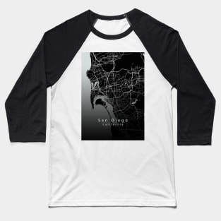 San Diego California City Map dark Baseball T-Shirt